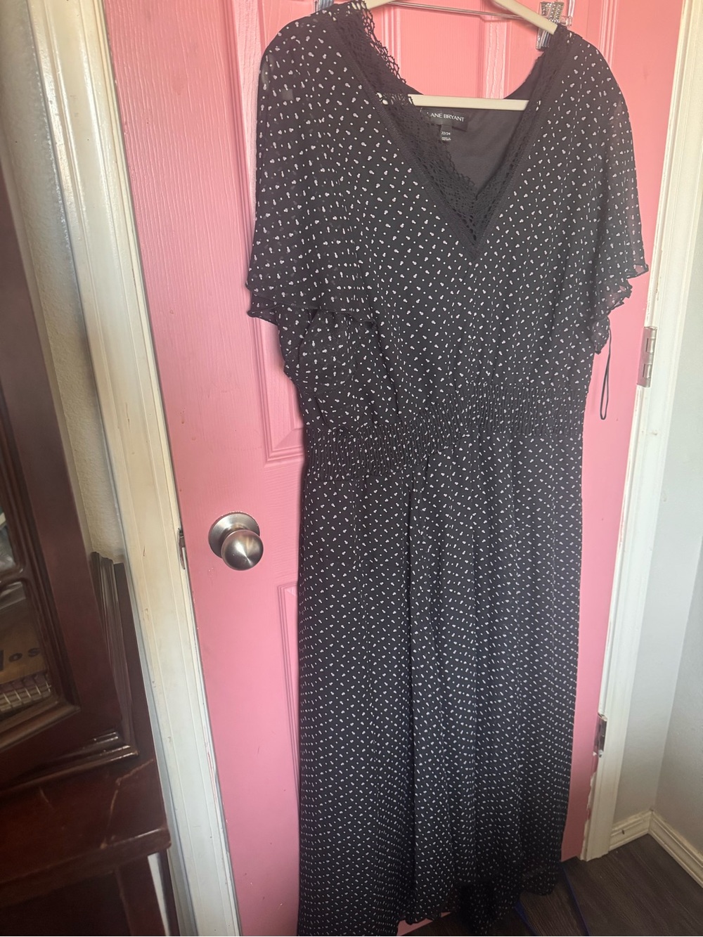 Lane Bryant Black Maxi Dress with White Dot Print